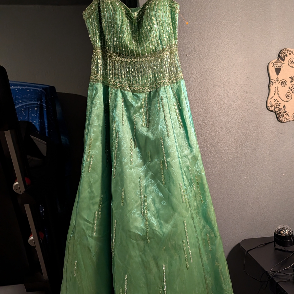 Precious Formals Green Prom Dress
